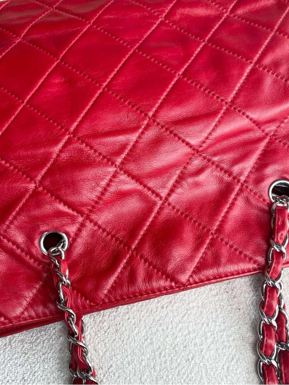 Chanel | Quilted Tote Bag Red Caviar | Excellent Condition - Picture 7 of 9
